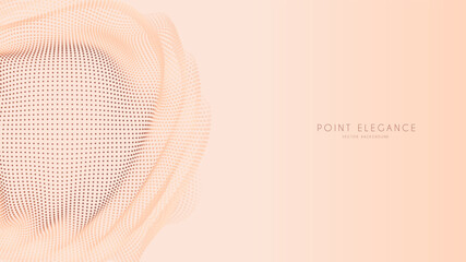 Beige abstract glitch point sphere background. Elegant stylish futuristic template.