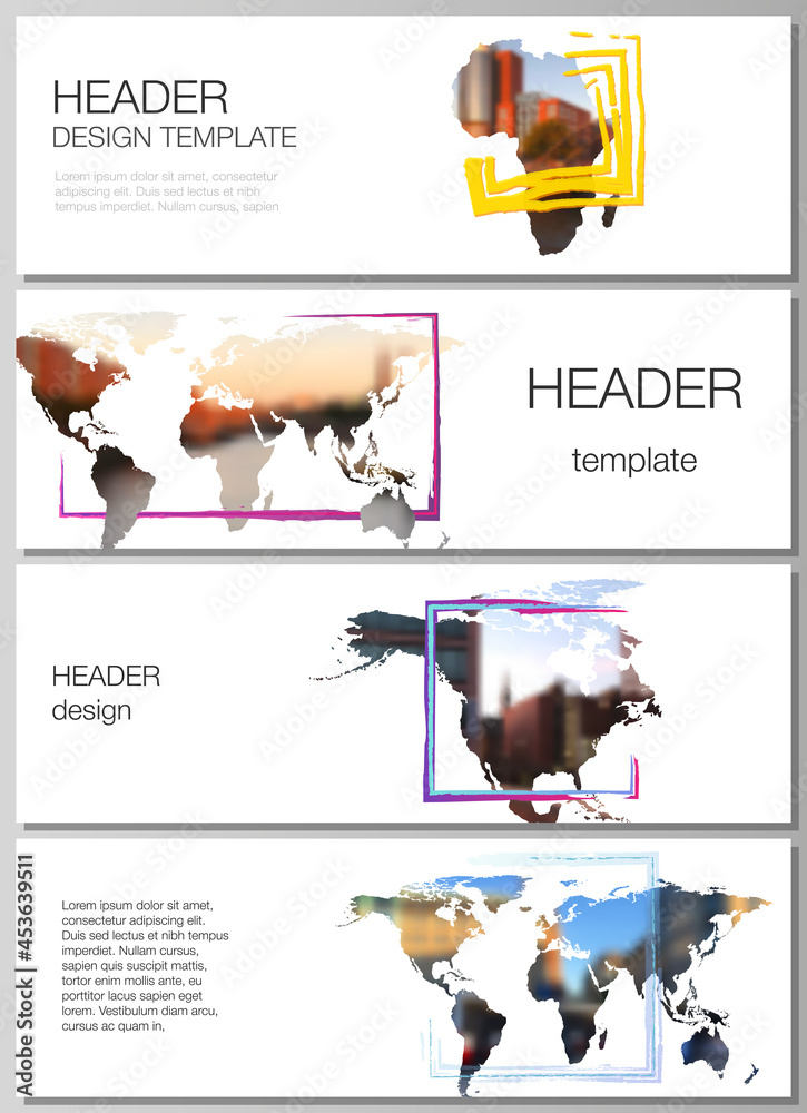 Canvas Prints vector layout of headers, banner templates for website footer design, horizontal flyer design, websi