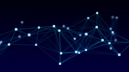 Network connection structure. Digital background with dots and lines. Big data visualization. 3D rendering.