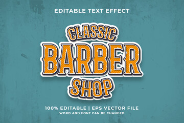 Obraz premium Classic Barbershop editable text effect Vintage 3d template style Premium Vector