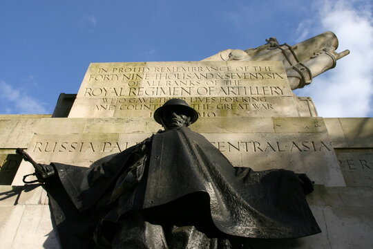 Close-up of the Royal Artillery Memorial, London, UK.