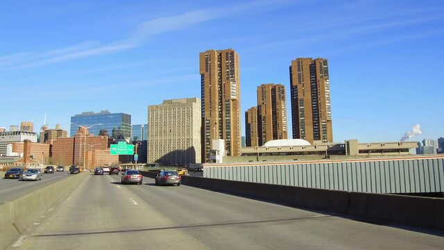 High Speed Drive Down FDR Drive in New York City