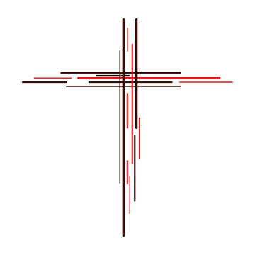 Christian Cross icon. lines style Vector illustration.