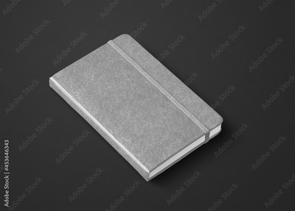 Canvas Prints Grey closed notebook isolated on black