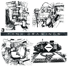 M60 Tank renderings inside and out drawings vector illustration 03