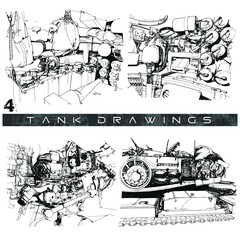 M60 Tank renderings inside and out drawings vector illustration 04