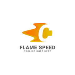 Fototapeta premium letter C flame speed vector logo design
