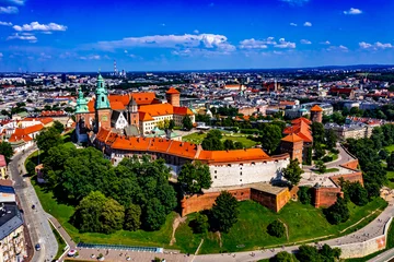 Deurstickers Burg Wawel in Krakau   Luftbilder von der Burg Wawel in Krakau   Wawel Koninklijk Kasteel © Roman