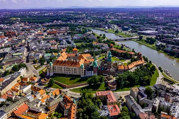 Fotobehang Krakau Burg Wawel in Krakau   Luftbilder von der Burg Wawel in Krakau   Zamek Królewski na Wawelu