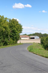 Country road and Farm in La Bassée National Nature reserve. Balloy village
