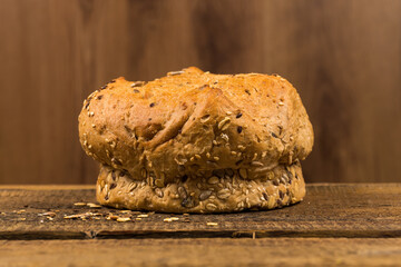 white bread over wooden background