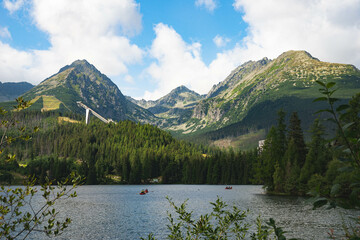 Popradské lake in Slovakia with tatra mountains in the background
