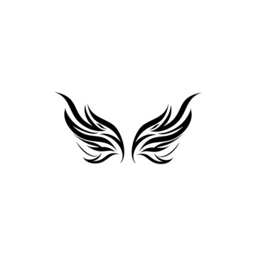black wings icons. Wings badges. Vector illustration.
