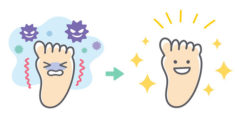 足の水虫のトラブルが回復するビフォーアフター