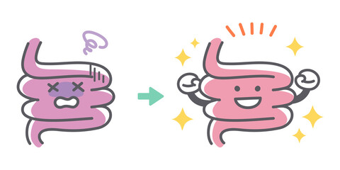 人間の小腸の病気から回復するビフォーアフター