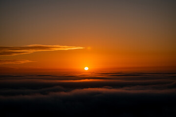 sunset over the clouds
