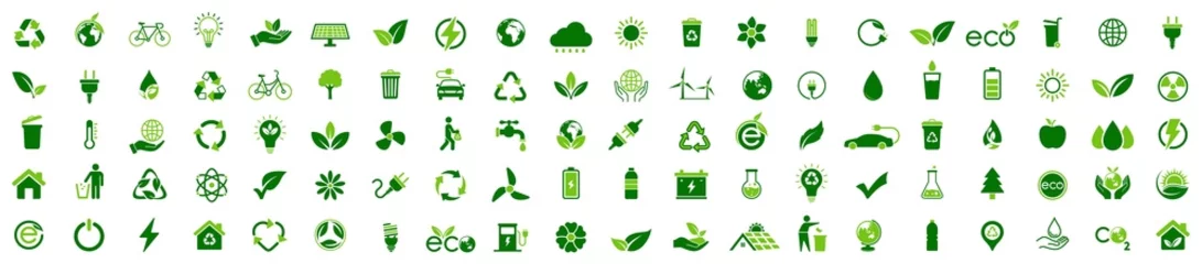 Poster Ecology icon set. Ecofriendly icon, nature icons set on white background. Vector illustration © Graficriver