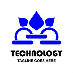 technology vector logo for company or group, abstract logo two buttons connected and leaves, modern template, simple and minimalist logotype, just what you want