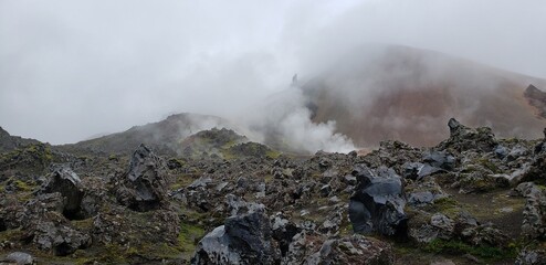 Along the Laugavegur trail in Iceland