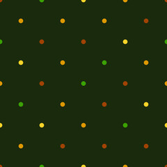 Bright small polka dots on a dark background. Seamless pattern for the design of fabrics, paper and other things.
