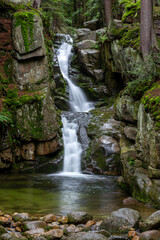 Fototapeta na wymiar Podgornej waterfall in the Sudety mountains in Poland
