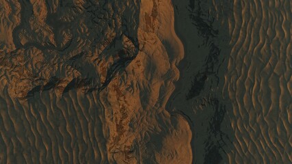 abstract aerial view, abstract cosmic texture, top view of alien planet 3d render