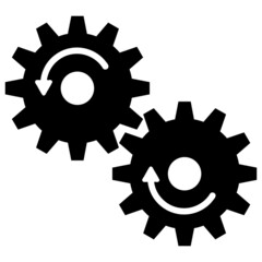 Gears rotation vector illustration. Flat illustration iconic design of gears rotation, isolated on a white background.