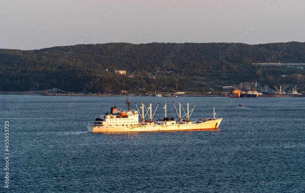 Canvas Prints seascape with a view of a fishing ship