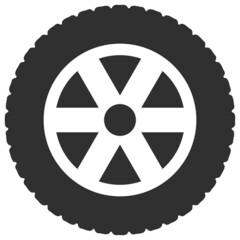 Fototapeta premium Tire wheel vector illustration. Flat illustration iconic design of tire wheel, isolated on a white background.