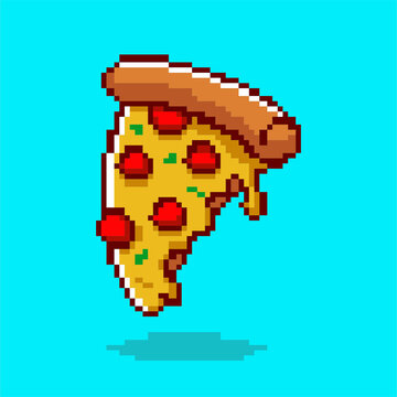 hot pizza pixel art design vector