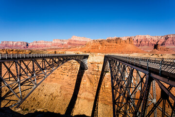 The Navajo Bridge spans the Colorado River at Marble Canyon, Arizona, USA