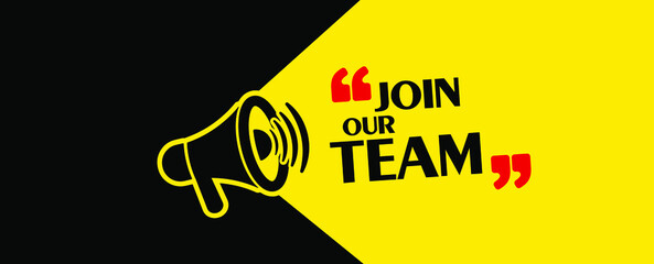 join our team sign on white background	