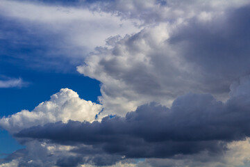 White cumulus cloud on blue sky. Nature background