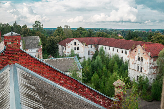 ruins of the East Prussian  barracks and psychiatric hospital Allenberg