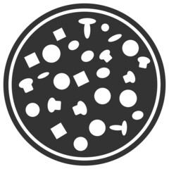 Full pizza vector illustration. Flat illustration iconic design of full pizza, isolated on a white background.