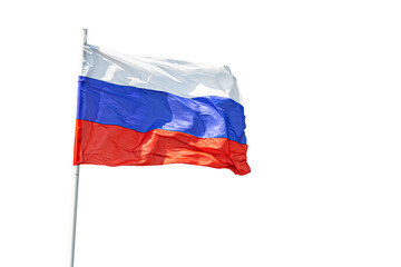 Waving russian flag isolated on white background