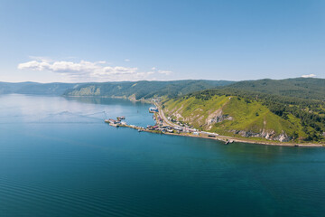 Obraz premium Lake Baikal is a marvelous blue jewel framed by scenic mountains and forests.