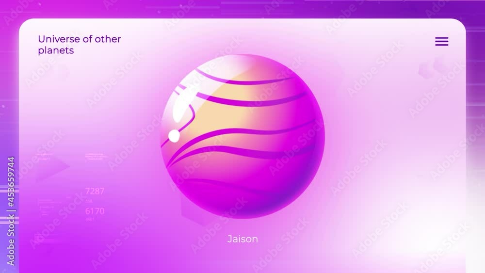 Aufkleber electronic data about another planet. motion. animation with simplified model of planet from another