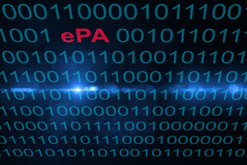 Virtueller Hintergrund mit bin&auml;ren Zahlen und dem Schlagwort ePA zur elektronischen Patientenakte