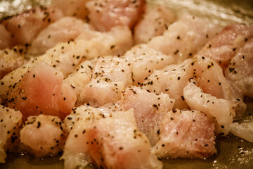 Prepping and seasoning grouper meal 