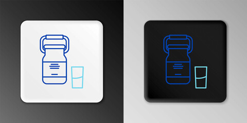 Line Can container for milk and glass icon isolated on grey background. Colorful outline concept. Vector