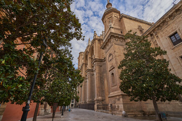 Fototapeta na wymiar View of the cathedral of Granada in Spain