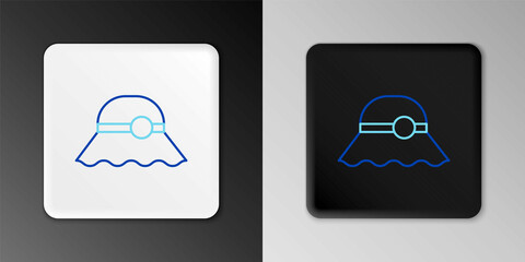 Line Elegant women hat icon isolated on grey background. Colorful outline concept. Vector