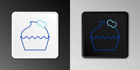 Line Wedding cake with heart icon isolated on grey background. Valentines day symbol. Colorful outline concept. Vector