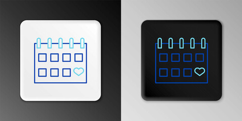 Line Calendar with heart icon isolated on grey background. Valentines day. Love symbol. February 14. Colorful outline concept. Vector