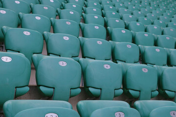 Empty stands in the stadium due to coronavirus. A ban on sporting events due to Covid-19.