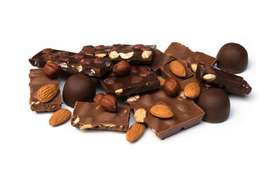 Chocolate pieces with nuts