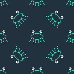 Line Pastafarianism icon isolated seamless pattern on black background. Vector
