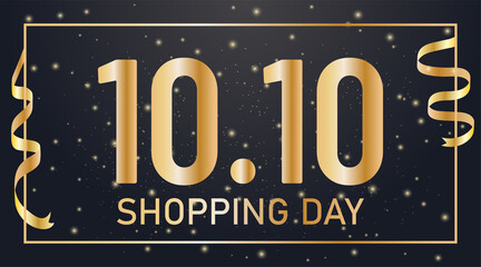 10.10 october shopping day. Vector background with golden bows.
