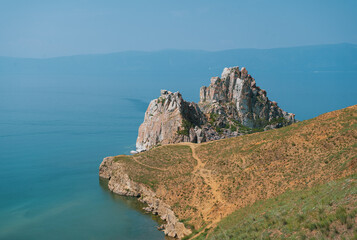 Cliffs on Olkhon Island. Lake Baikal is a rift lake located in southern Siberia, Russia. The largest freshwater lake by volume in the world. A Natural Wonder Of The World.
